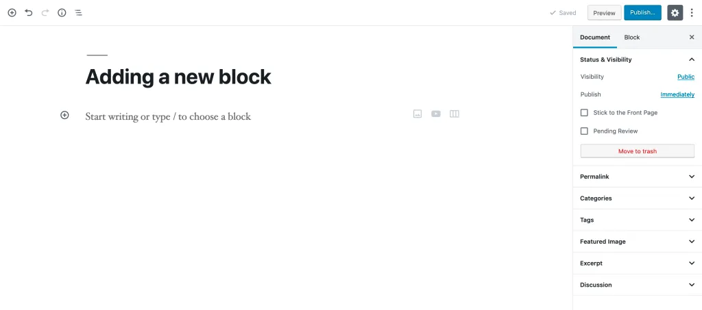The block editor in WordPress