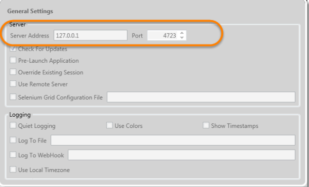 appium server address