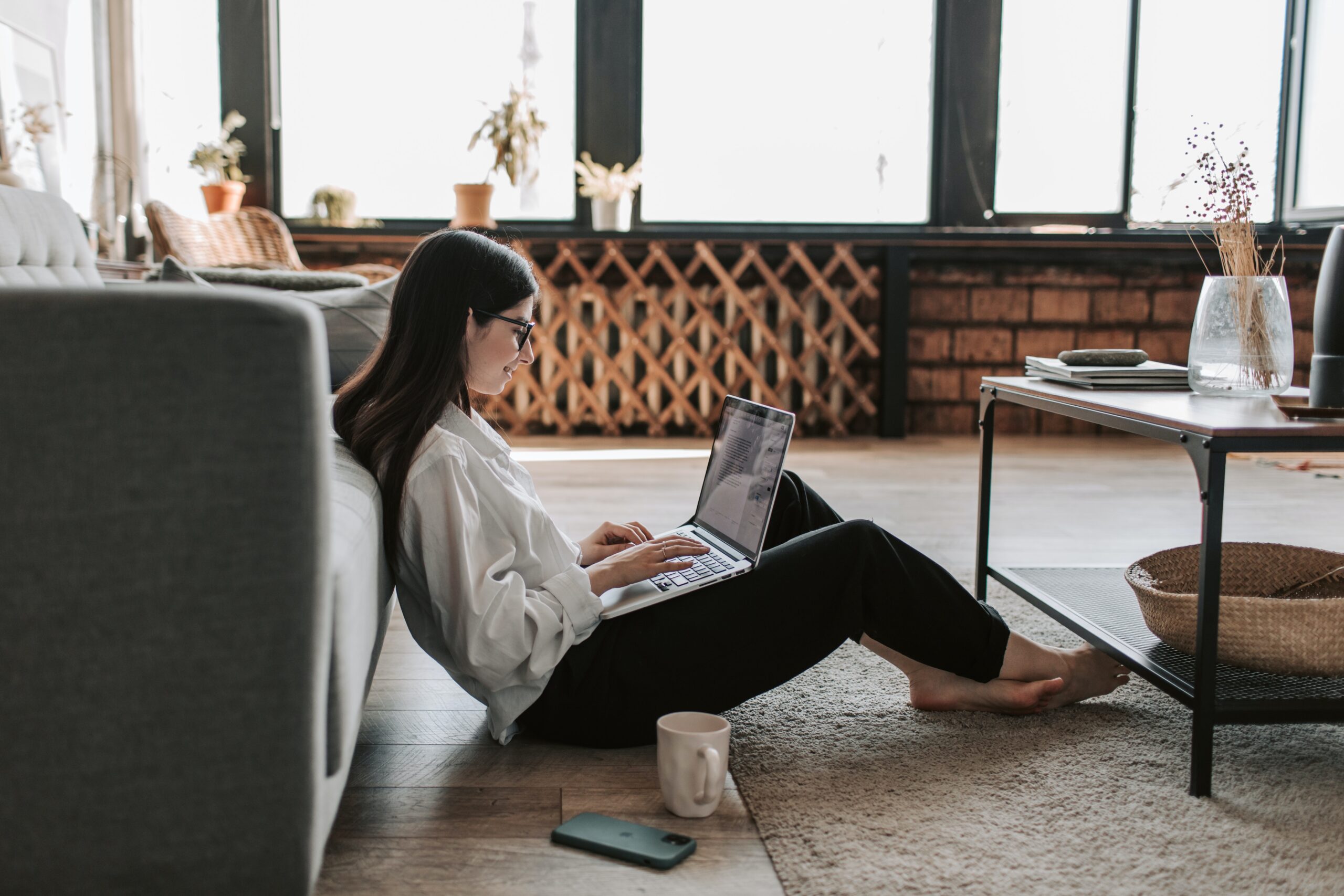 Woman working on a laptop