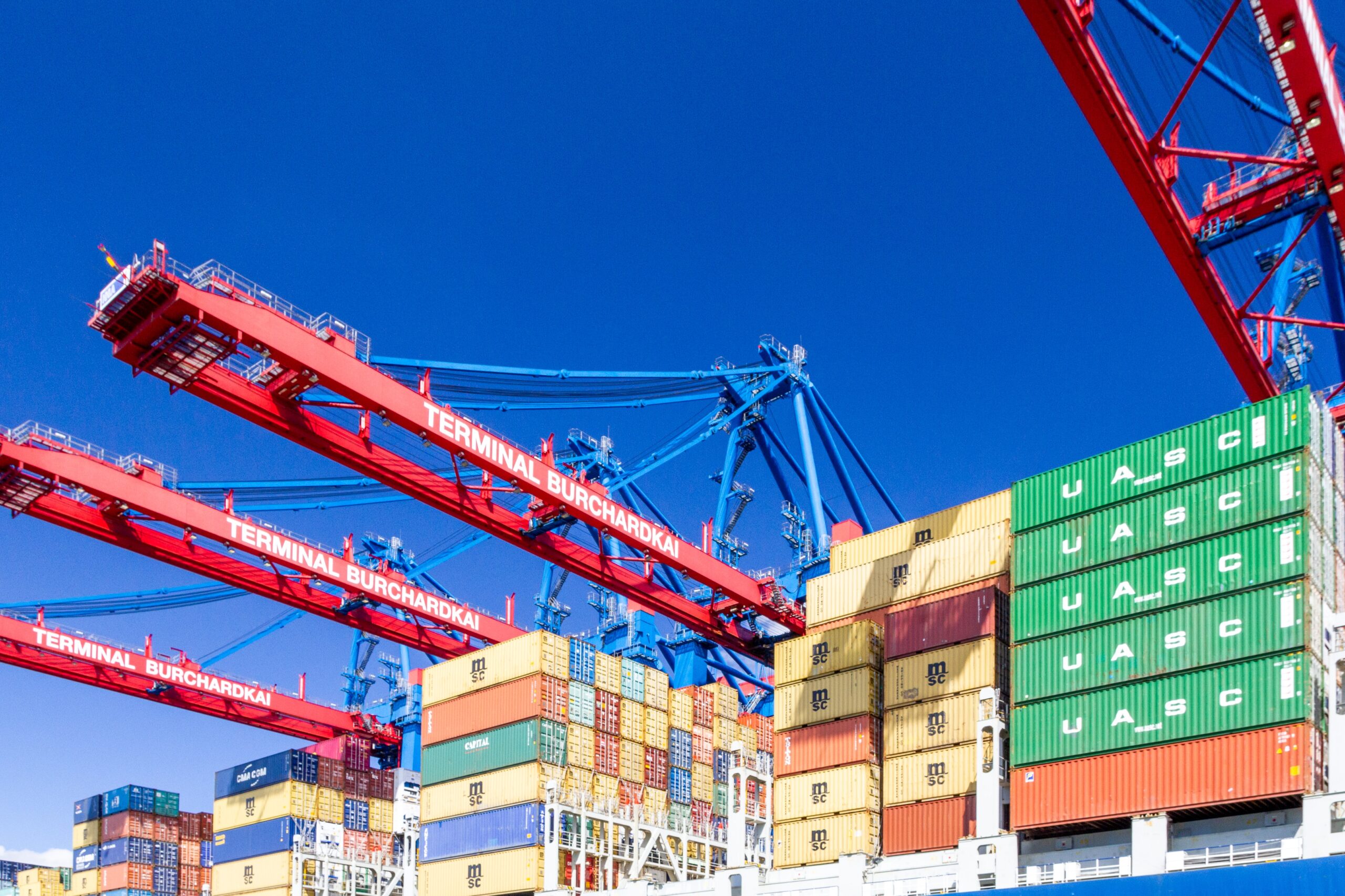 A container ship at a port