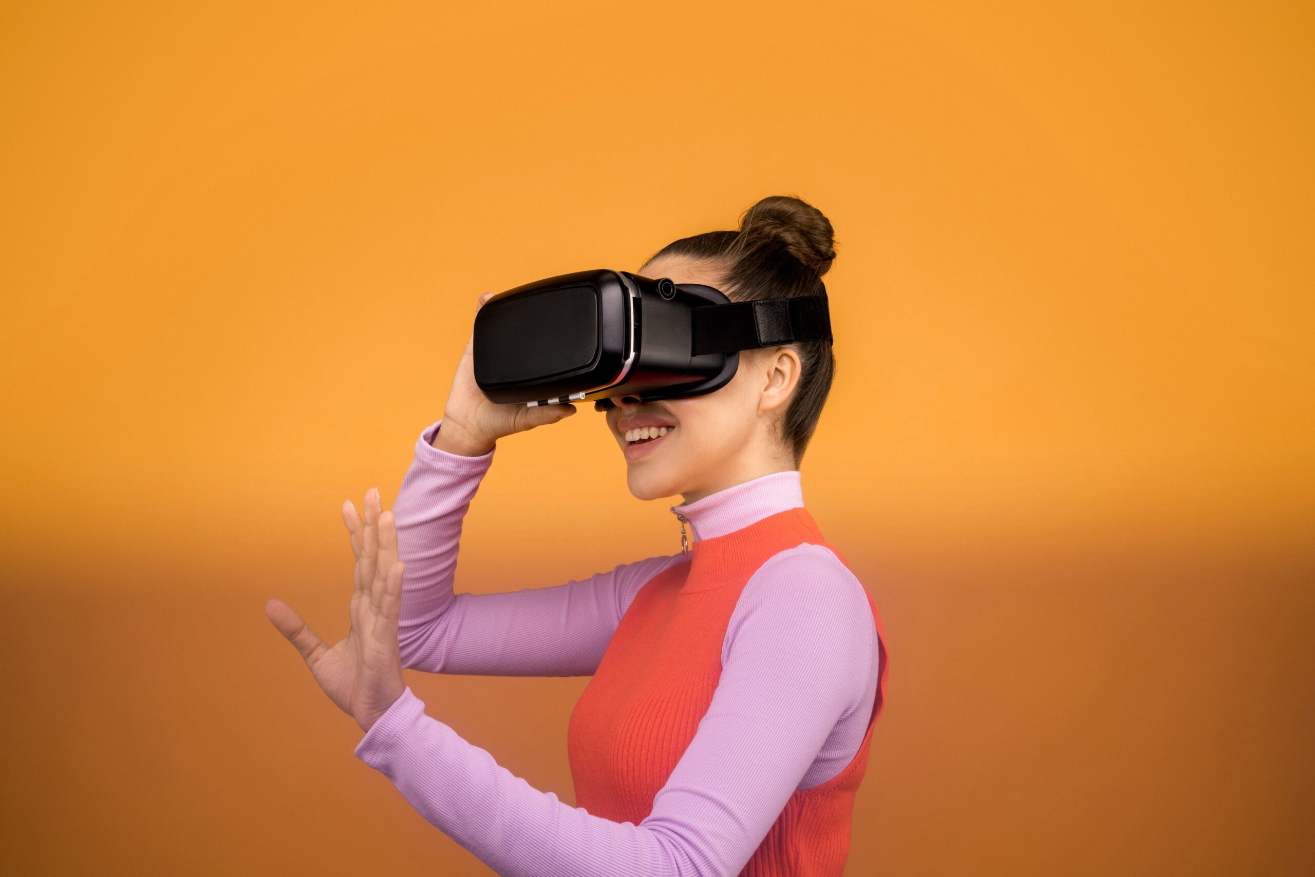 Woman wearing virtual reality glasses