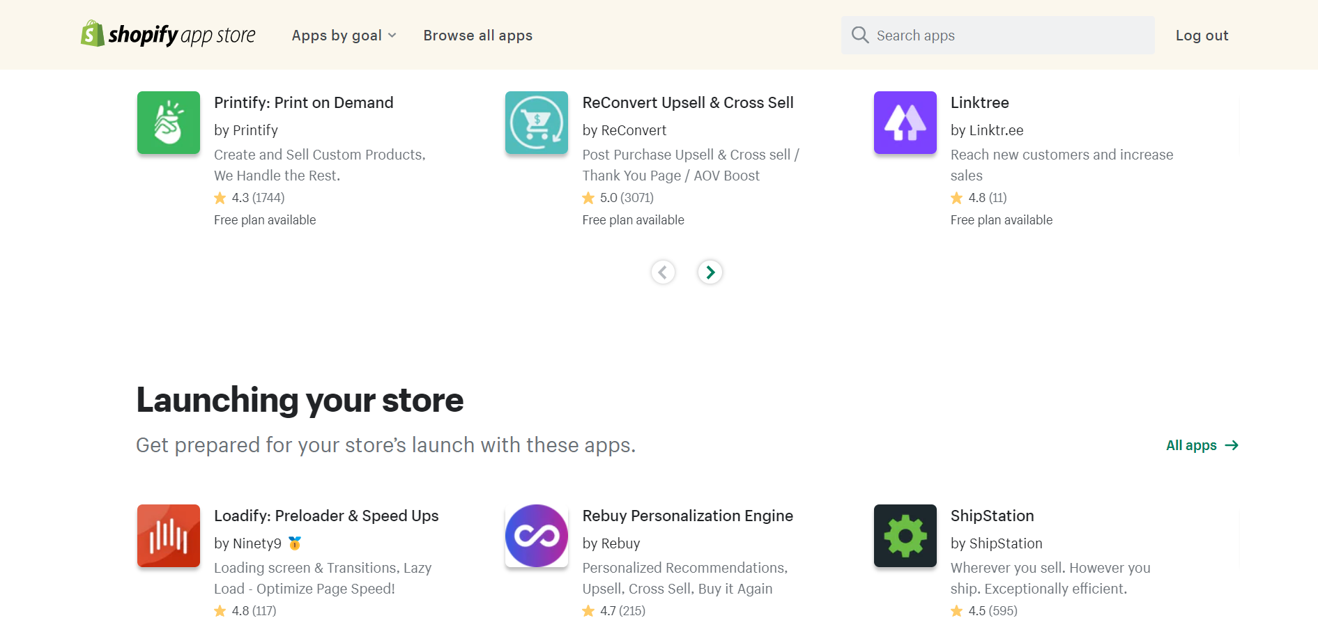 Shopify's app store