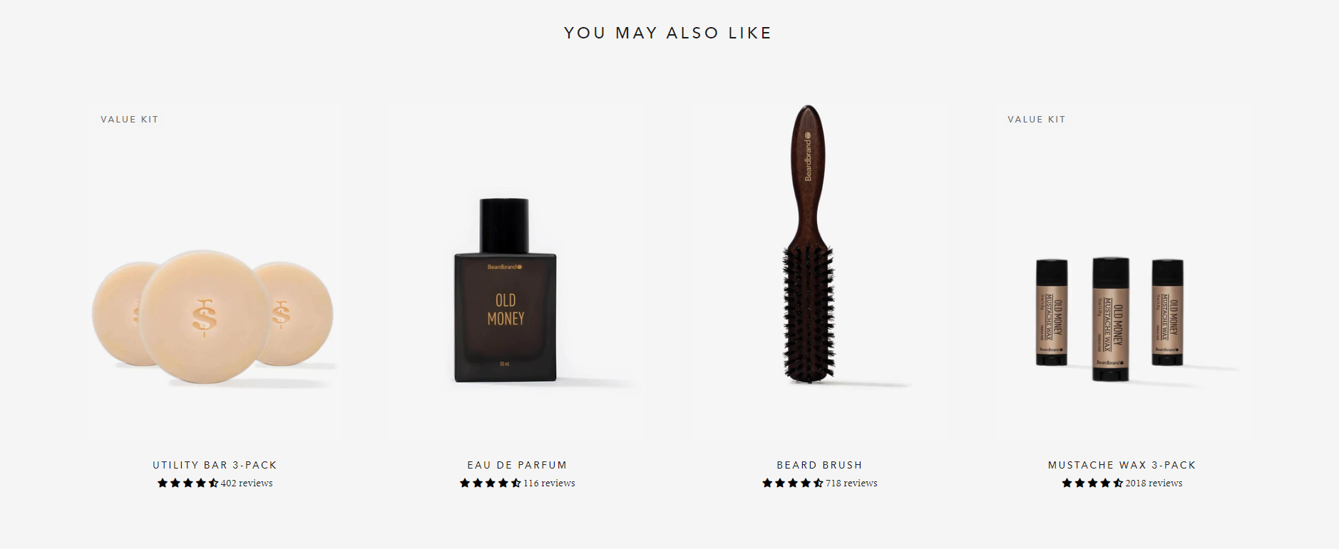 Recommendations for related products on Beardbrand's website